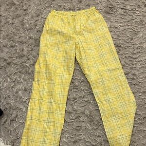 Yellow Plaid Women's Pajama Pants